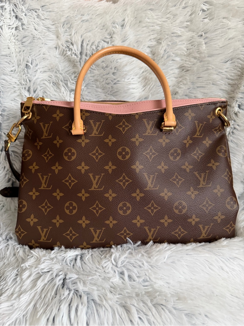 Authentic Pre-Loved Louis Vuitton Monogram Canvas Satchel with Pink Trim